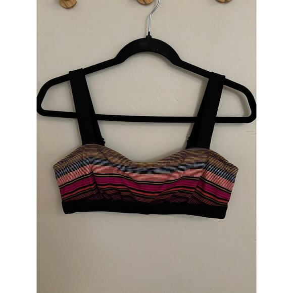 Athleta Bikini Women's 34B/C Capri Stripe Pura Pink Black Wired Adjustable Strap - Picture 2 of 11